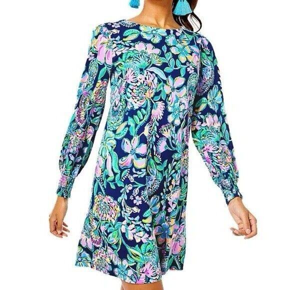 Lilly Pulitzer Dresses & Skirts - Lilly Pulitzer Size XS Diann Dress High Tide Navy She’s Got Sol Floral Women's